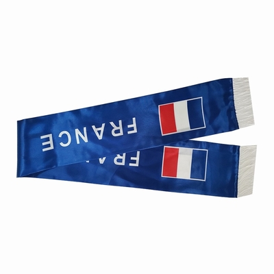 Dostosowany drukowany szalik z flagą Francji w gładkim stylu materiał poliestrowy